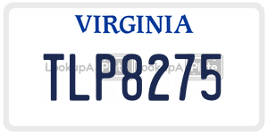 TLP8275  license plate in VA