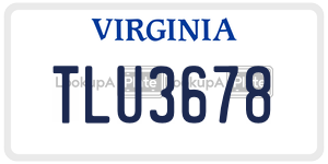 TLU3678  license plate in VA