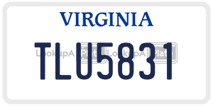 TLU5831  license plate in VA