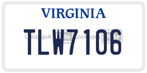 TLW7106  license plate in VA