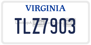 TLZ7903  license plate in VA