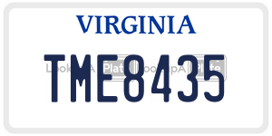 TME8435  license plate in VA