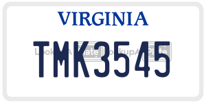 TMK3545  license plate in VA