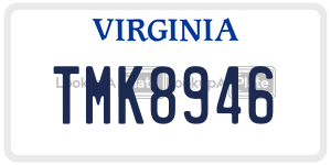 TMK8946  license plate in VA