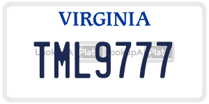 TML9777  license plate in VA