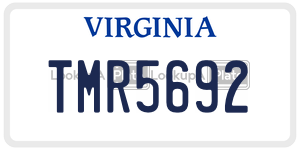 TMR5692  license plate in VA