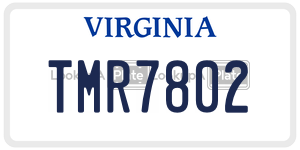 TMR7802  license plate in VA