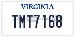 TMT7168  license plate in VA