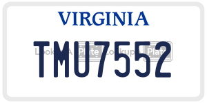 TMU7552 license plate in Virginia