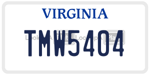 TMW5404  license plate in VA