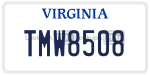 TMW8508  license plate in VA