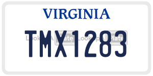 TMX1283  license plate in VA
