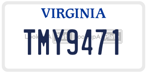 TMY9471 license plate in Virginia