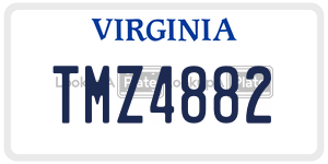 TMZ4882  license plate in VA