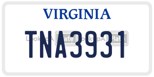 TNA3931  license plate in VA