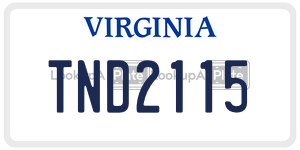 TND2115  license plate in VA