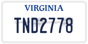 TND2778  license plate in VA