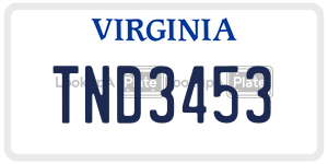 TND3453  license plate in VA