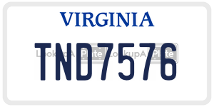 TND7576  license plate in VA