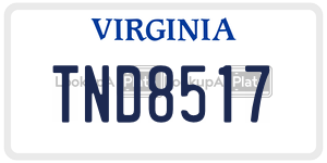 TND8517 license plate in Virginia