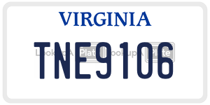 TNE9106  license plate in VA