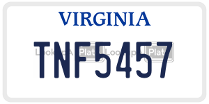 TNF5457 license plate in Virginia