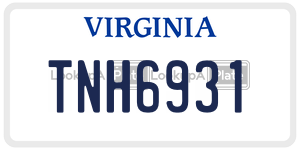 TNH6931  license plate in VA