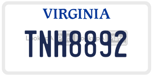 TNH8892  license plate in VA