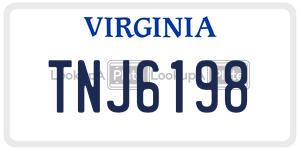 TNJ6198  license plate in VA