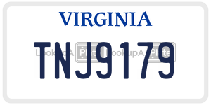 TNJ9179  license plate in VA