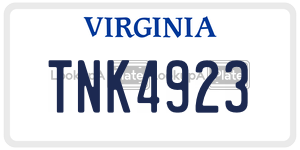 TNK4923  license plate in VA