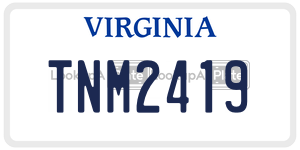 TNM2419  license plate in VA