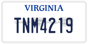 TNM4219 license plate in Virginia