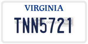 TNN5721  license plate in VA