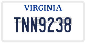 TNN9238  license plate in VA