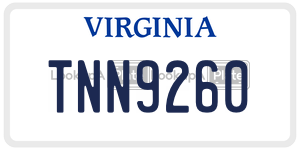 TNN9260 license plate in Virginia
