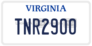 TNR2900 license plate in Virginia
