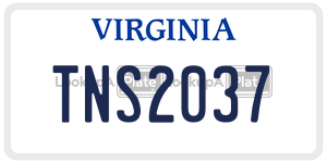 TNS2037  license plate in VA