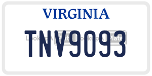TNV9093  license plate in VA
