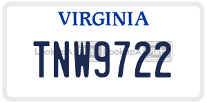 TNW9722  license plate in VA