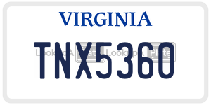 TNX5360  license plate in VA