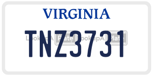TNZ3731  license plate in VA