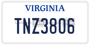 TNZ3806  license plate in VA
