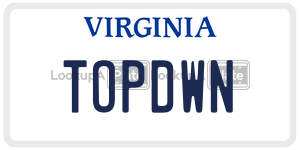 TOPDWN  license plate in VA