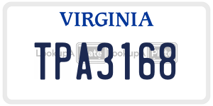 TPA3168  license plate in VA