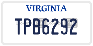 TPB6292  license plate in VA