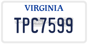 TPC7599  license plate in VA