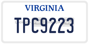 TPC9223 license plate in Virginia