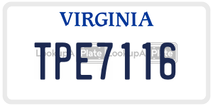 TPE7116  license plate in VA