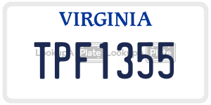 TPF1355 license plate in Virginia